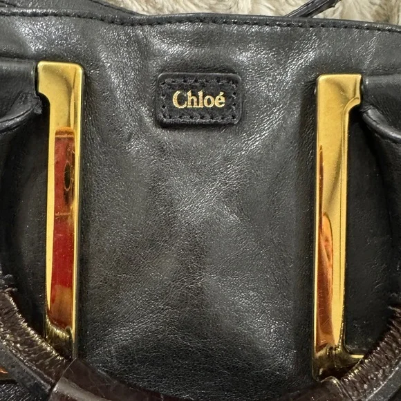 🖤 Authentic Chloe Ethel Satchel Black Leather – Project / Repair - Picture 2 of 16